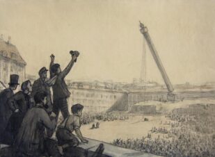 Свержение Вандомской колонны, рабочий рисунок для киноафиши